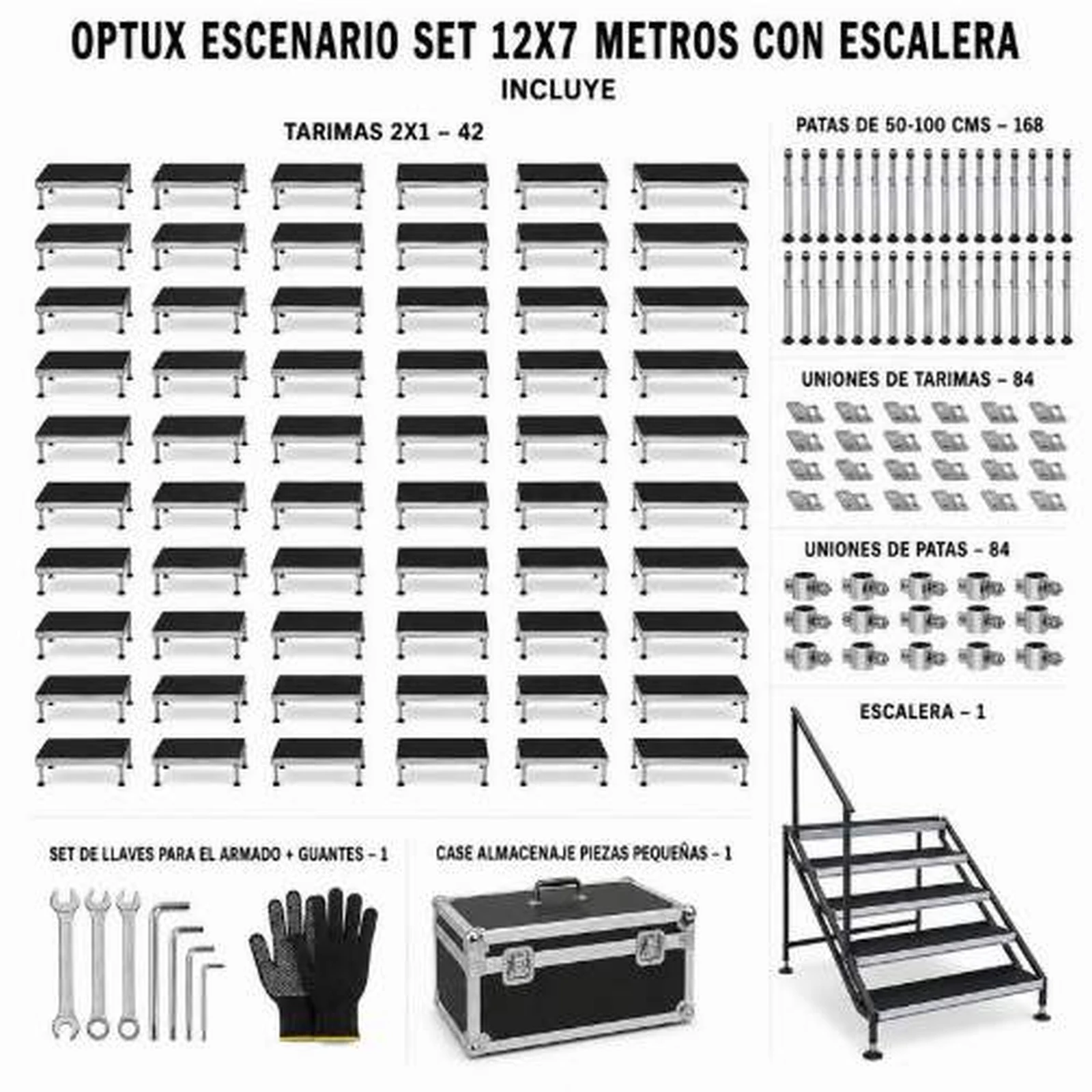 Vista 6 de Set Escenario 12x7 Metros con Escalera Optux