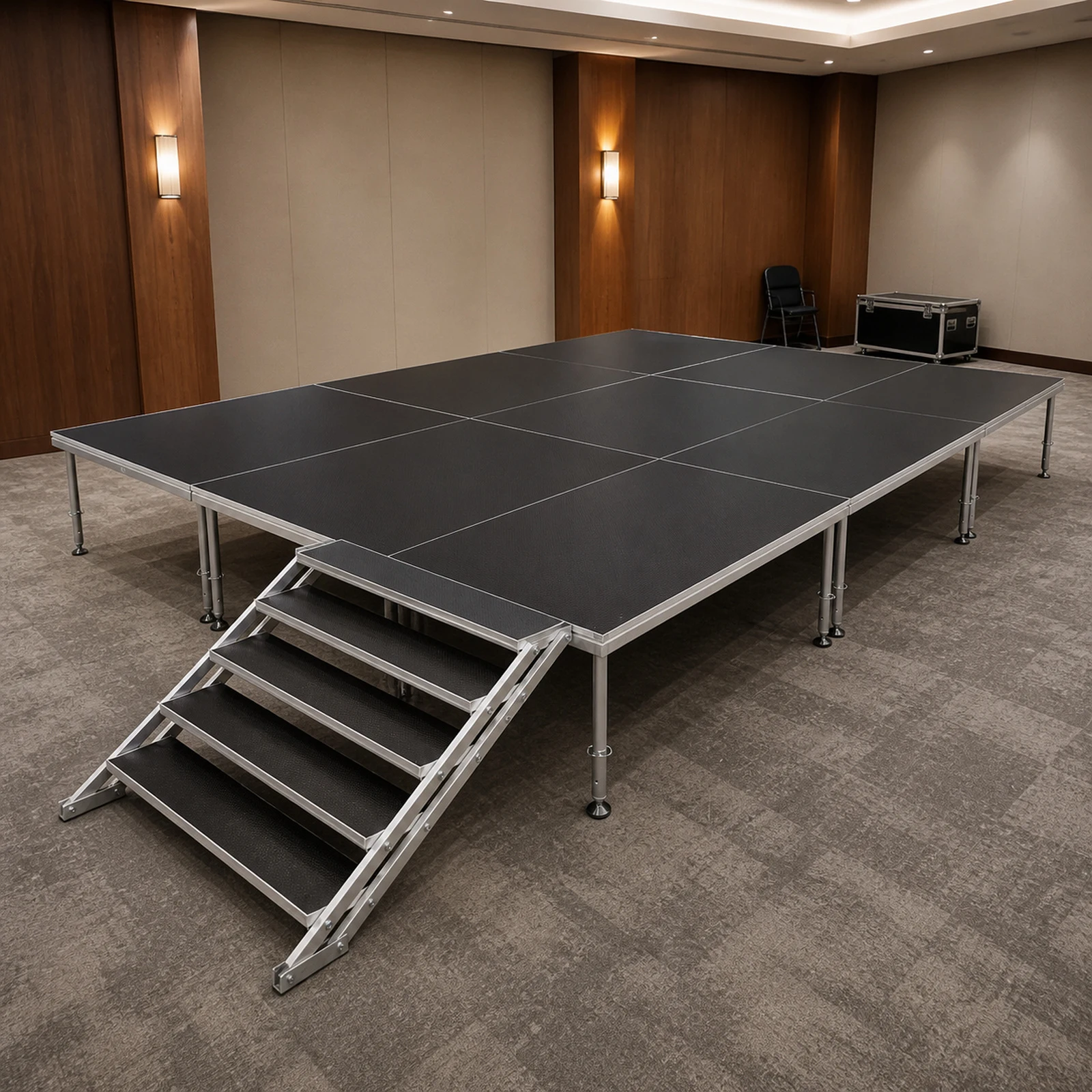 Vista 7 de Set Escenario 6x3 Metros con Escalera Optux