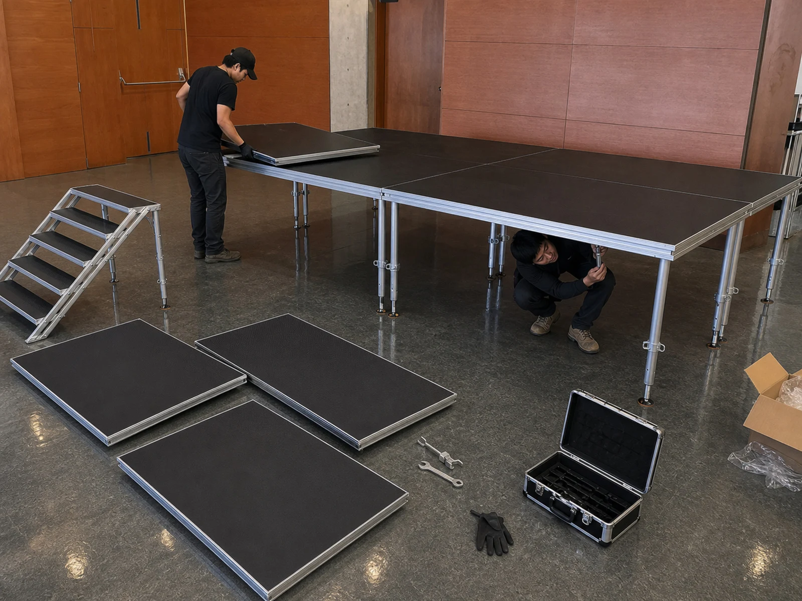 Vista 29 de Set Escenario 6x3 Metros con Escalera Optux