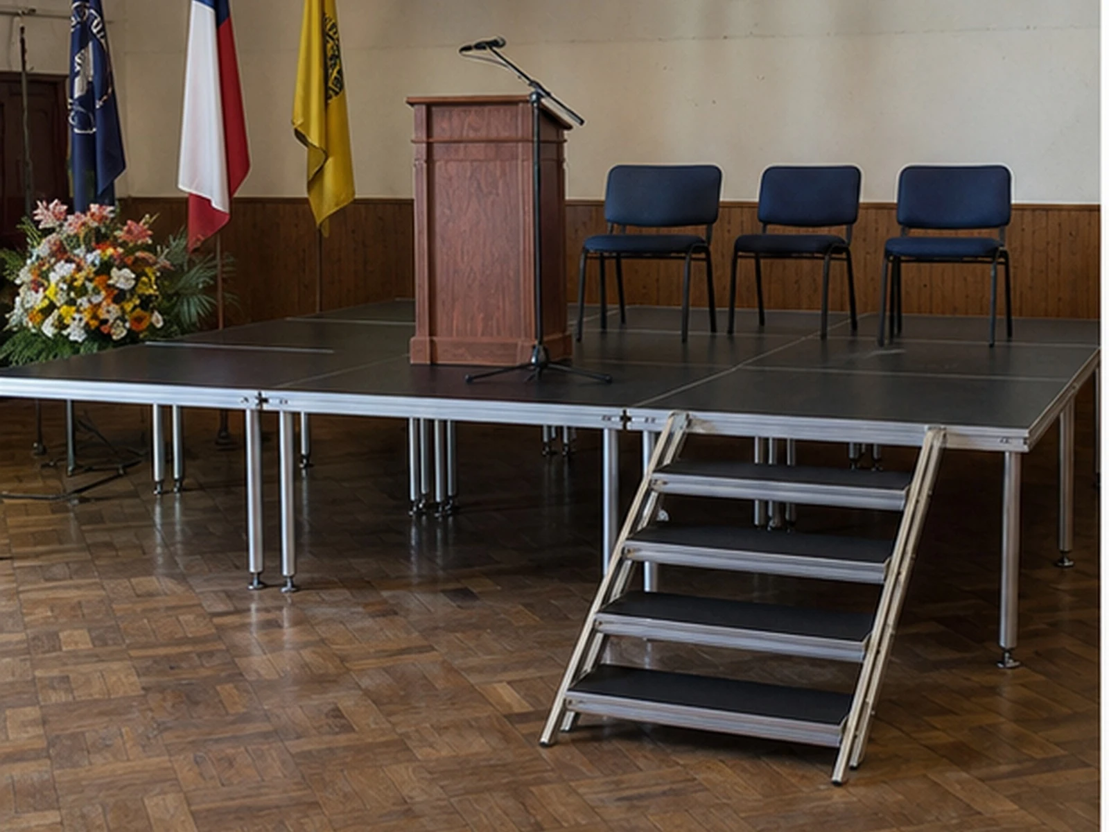 Vista 20 de Set Escenario 6x4 Metros con Escalera Optux