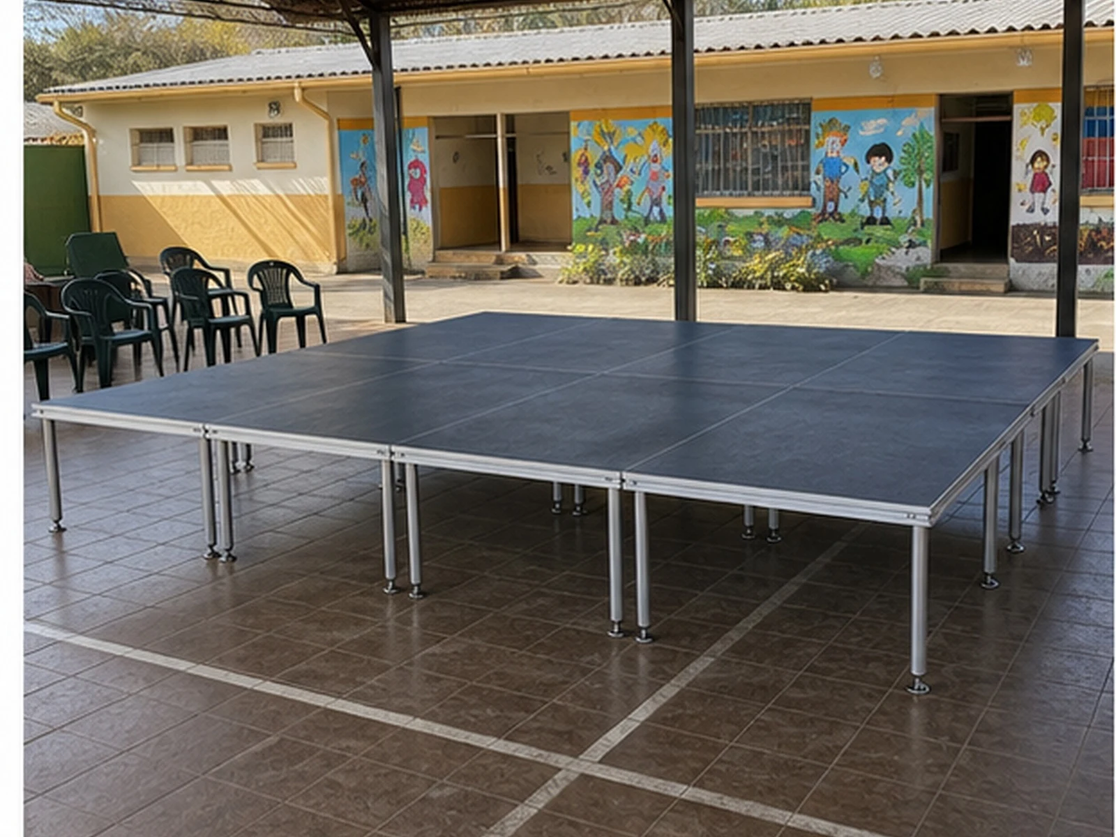 Vista 25 de Set Escenario 6x4 Metros con Escalera Optux