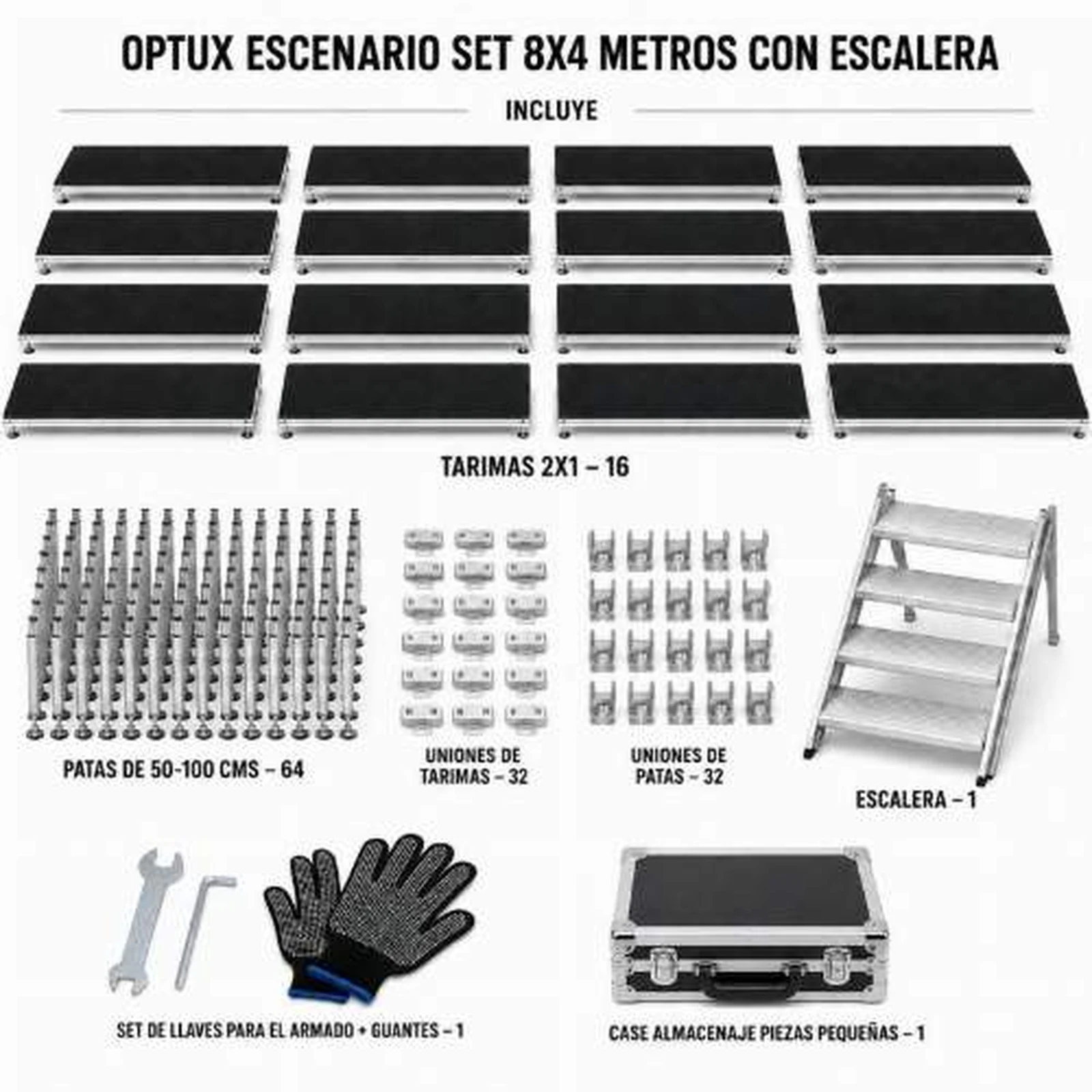 Vista 8 de Set Escenario 8x4 Metros con Escalera Optux