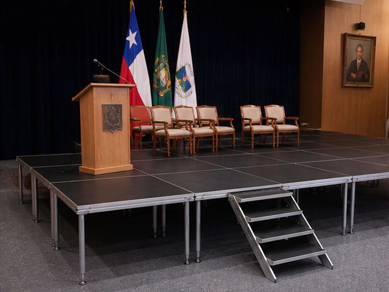 Vista 24 de Set Escenario 8x4 Metros con Escalera Optux